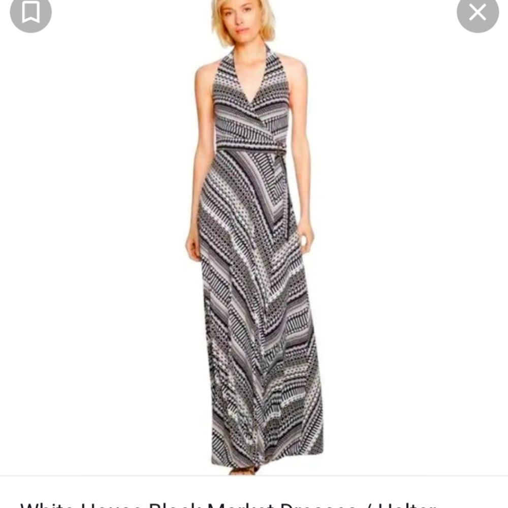 White House Black Market Halter dress black and white size 8